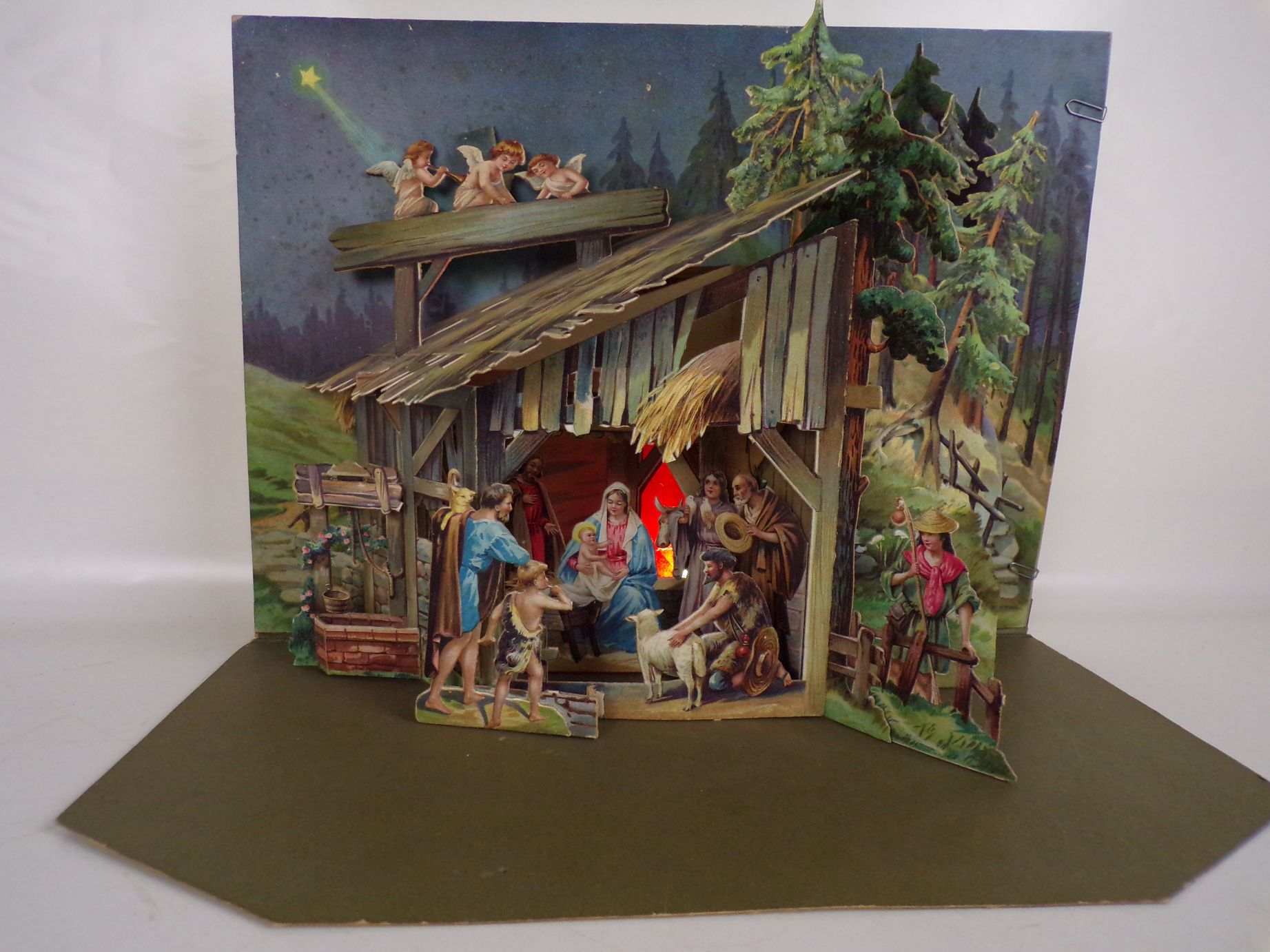 Alte Weihnachtskrippe groß Austell Krippe Papier Pop up Weihnachtsschmuck Alte Weihnachtskrippe groß Austell Krippe Papier Pop up Weihnachtsschmuck