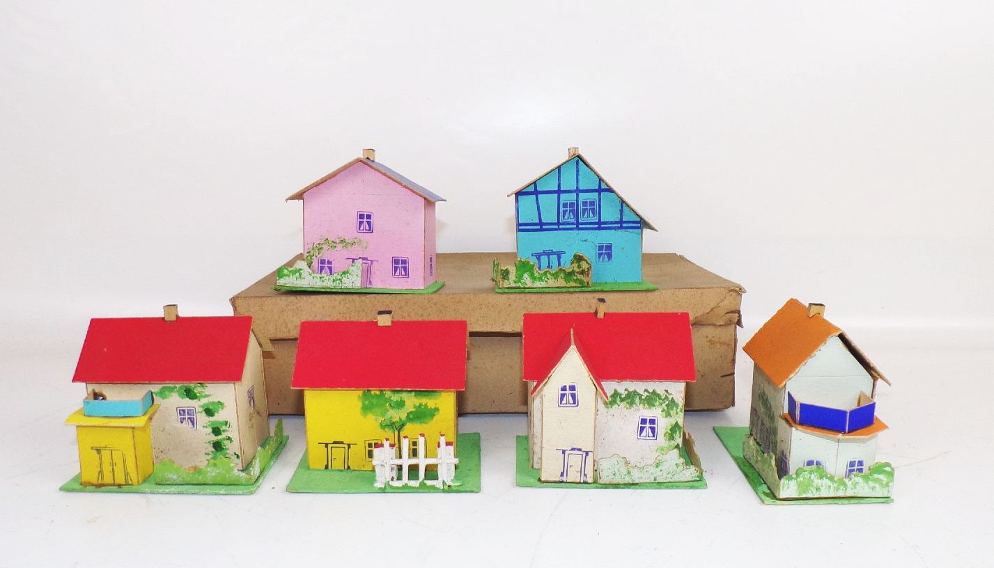 Alte Häuser aus Pappe Modellbau Modelleisenbahn 1940 1950 er OVP 