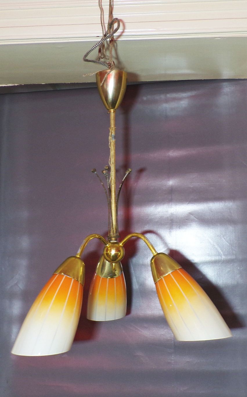 Alte Tütenlampe 3 armig E27 Rockabilly Leuchte Deckenlampe