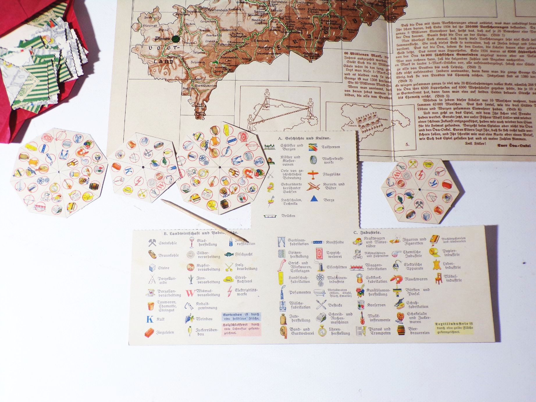 Das Sachsen Spiel Versicherung Sparkassen Reklame Brettspiel 1930er 