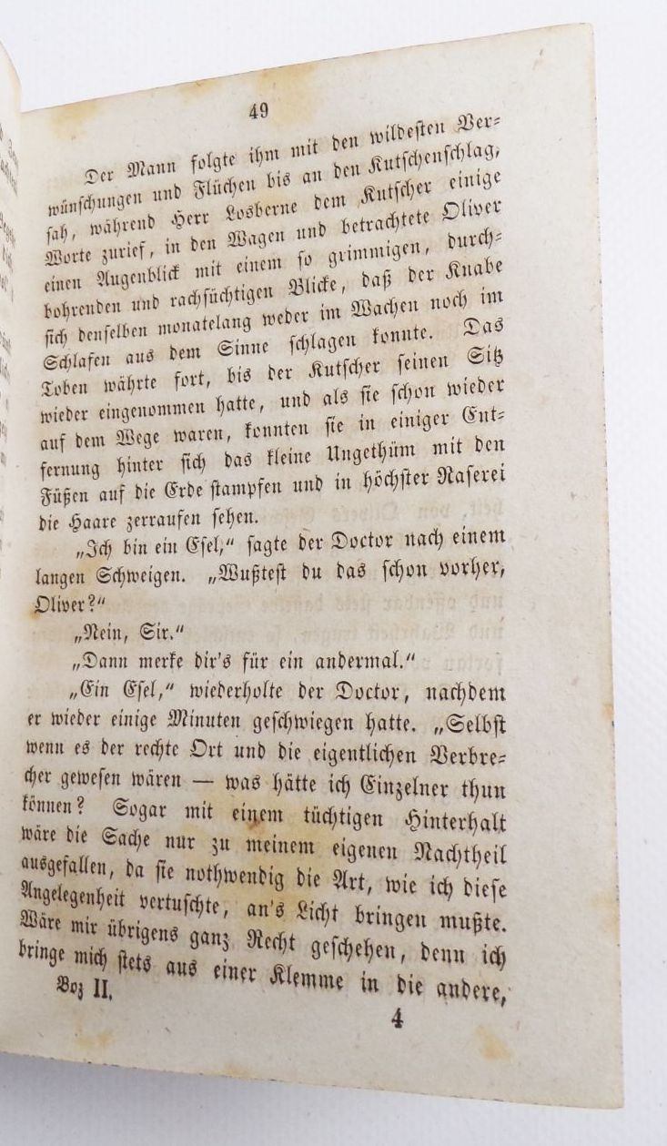 Charles Dickens BOZ Oliver Twist 1841 Krabbe Stuttgart 2 Bändchen