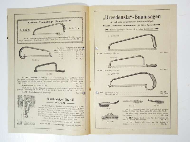 Kunde und Sohn Dresden 3 Preislisten Katalog Gartengeräte Messer 1919 1920