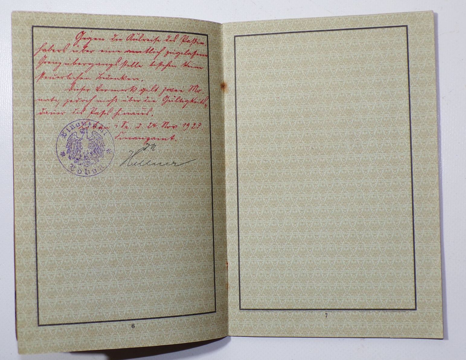 Deutsches Reich Reisepass 1925 Ruppersdorf Löbau 