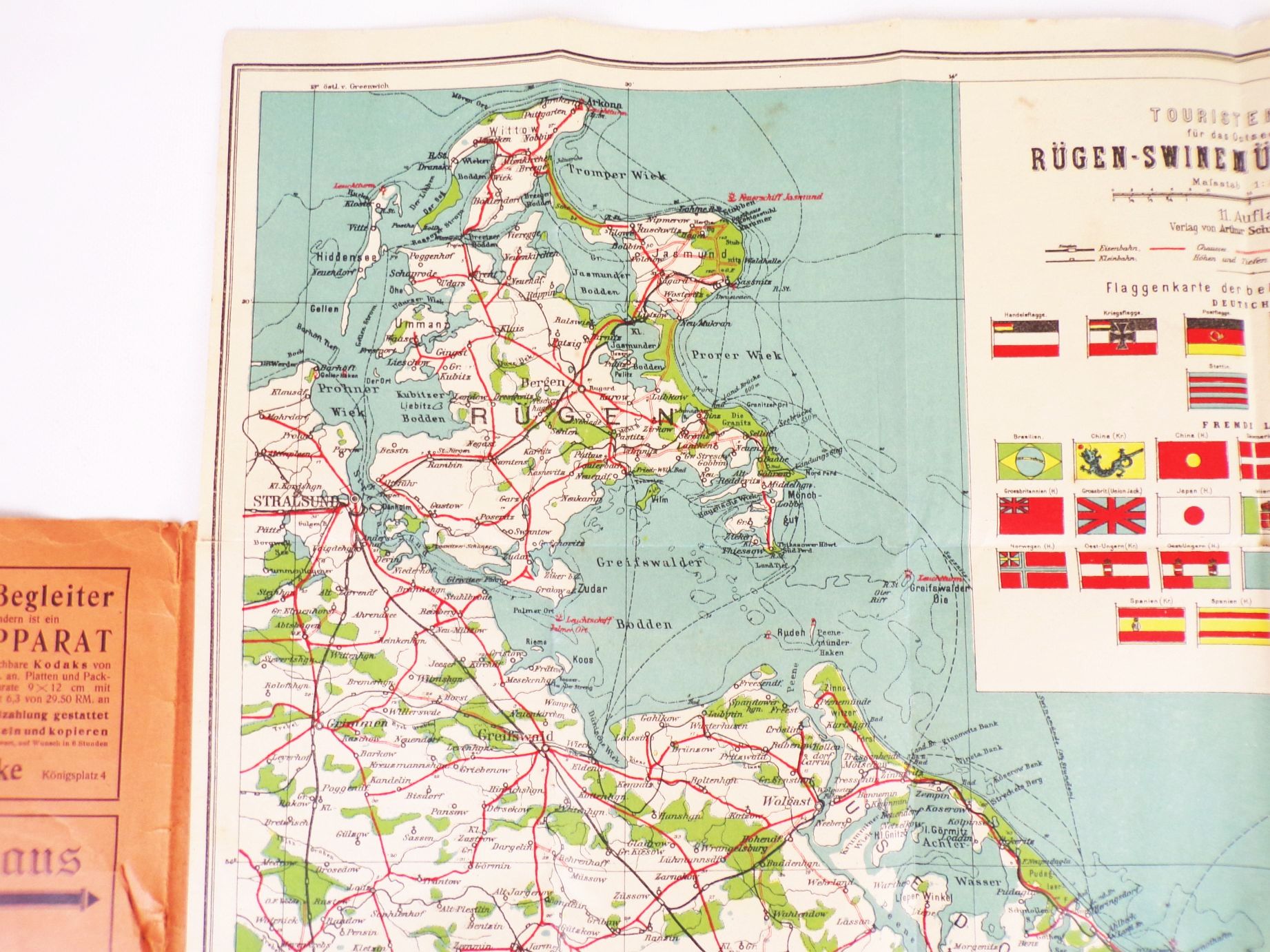 Touristenkarte für das Ostsee Gebiet Rügen Swinemünde Stettin Landkarte