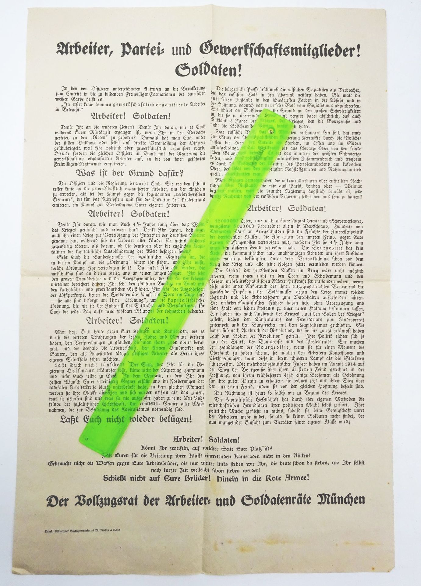 KPD Aushang 1919 Hinein in die Rote Armee 