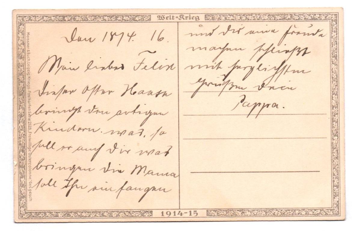 Ak Osterhase in Uniform mit Flugzeug Ostergruss 1916