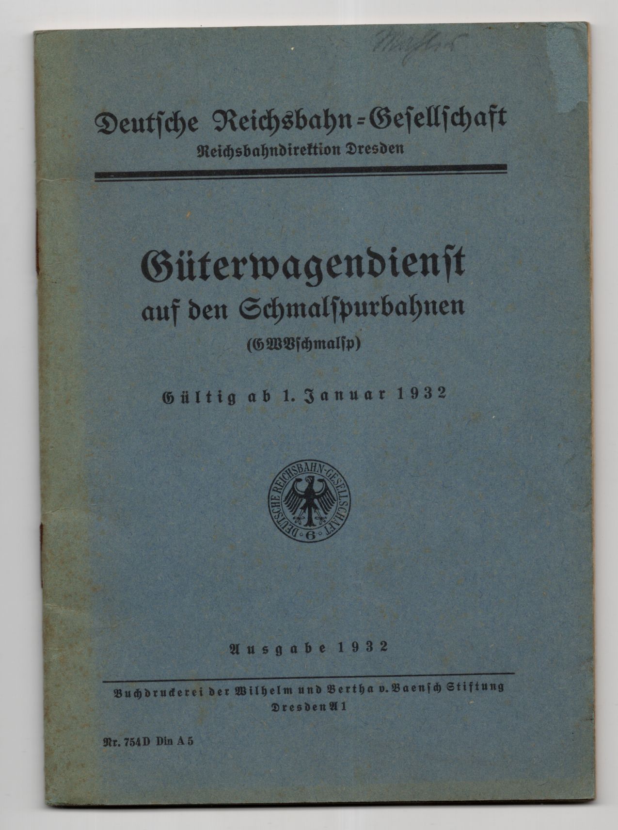 Güterwagendienst auf den Schmalspurbahnen 1932 Deutsche Reichsbahn