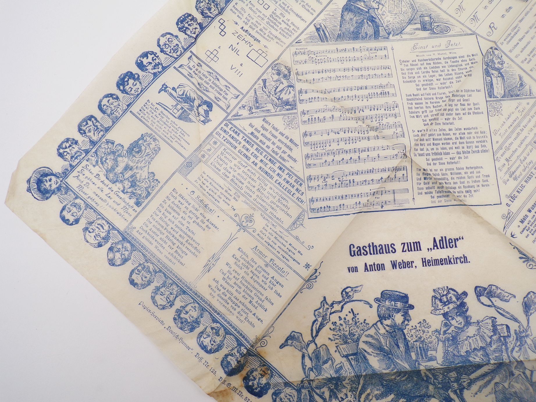 Serviette Heimenkirch Allgäu Gasthaus zum Adler um 1900