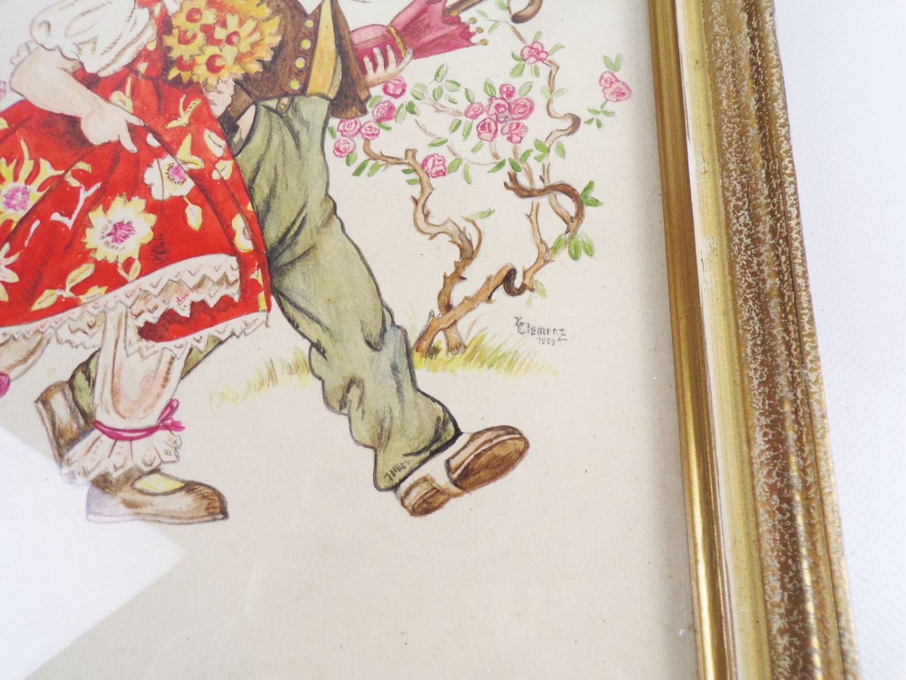 Aquarell Zeichnung Kinder Mode Kindermotiv K Clemenz signiert