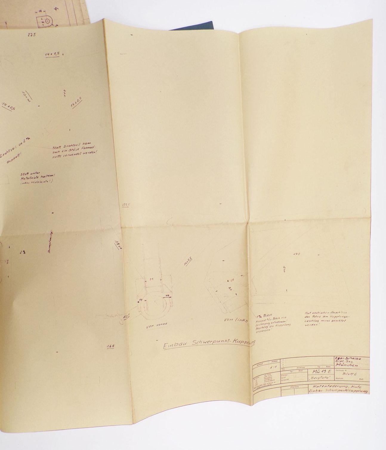 Mappe Baupläne Scheibe Flugzeugbau Dachau 1955 Mü13E Bergfalke 