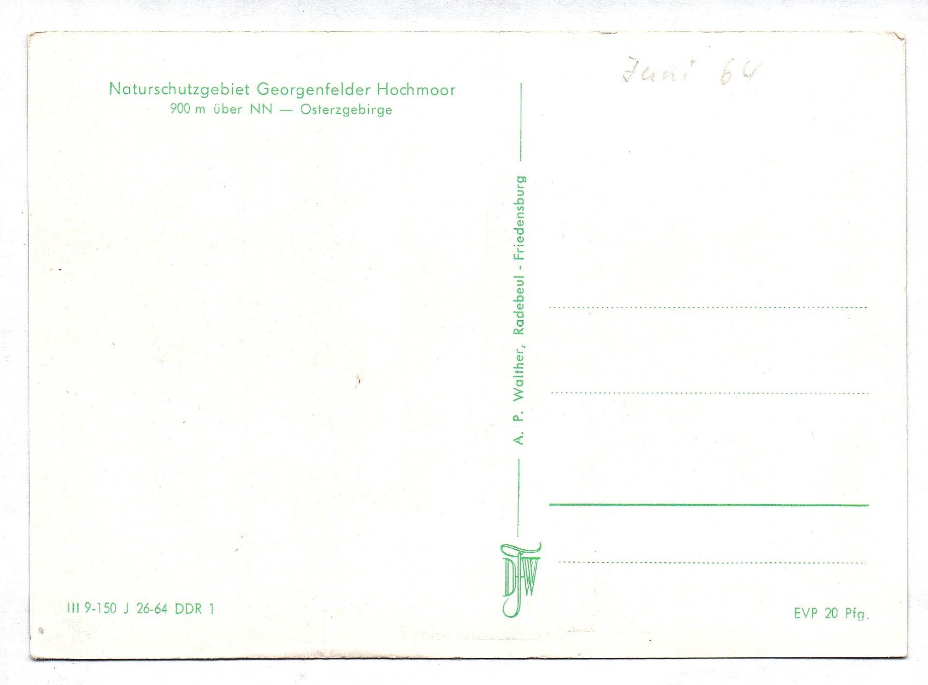 Ansichtskarte Naturschutzgebiet Georgenfelder Hochmoor Osterzgebirge 1964
