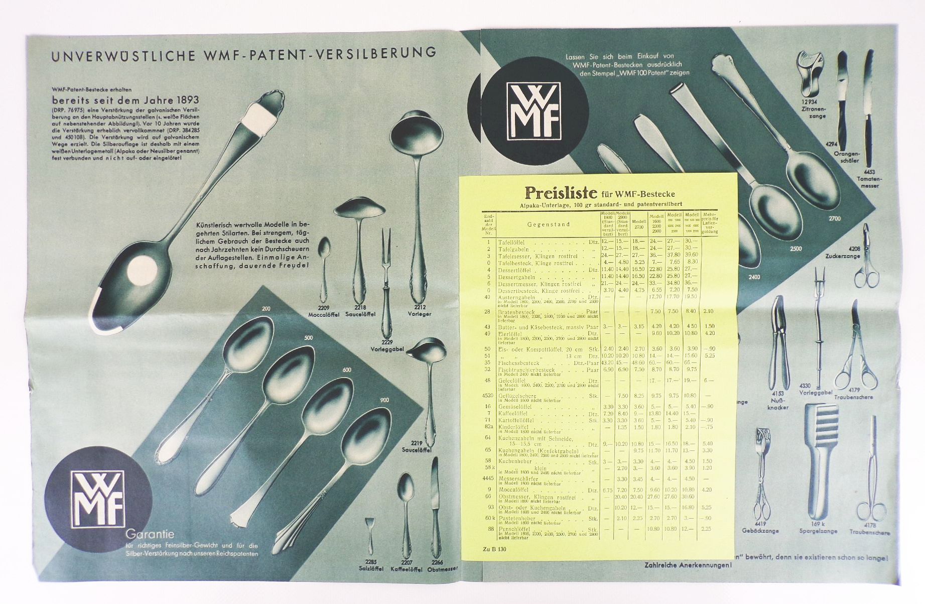 Altes WMF Prospekt Patent Bestecke 1930 er Reklame 