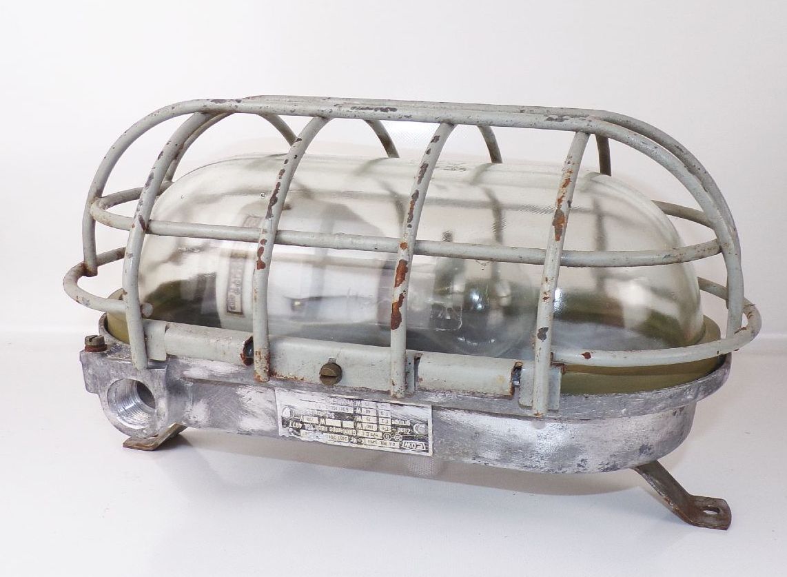 Alte Bunkerlampe Gitterleuchte Ex Geschützt E27 Loft Industrie Design Alte Bunkerlampe Gitterleuchte Ex Geschützt E27 Loft Industrie Design