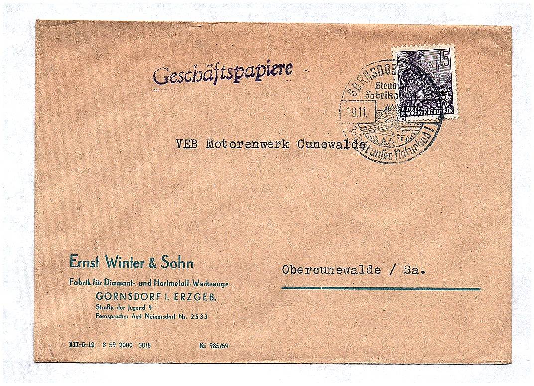 Geschäftspapiere Fabrik Diamant Hartmetall Werkzeuge Gornsdorf Erzgebirge