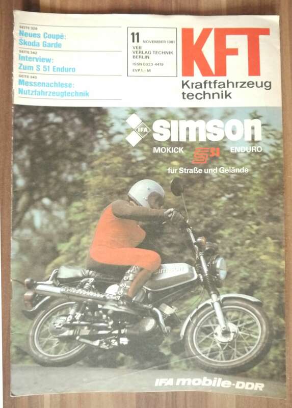 KFT DDR Zeitschrift Coupe Skoda Garde Interview S 51 Enduro 1981