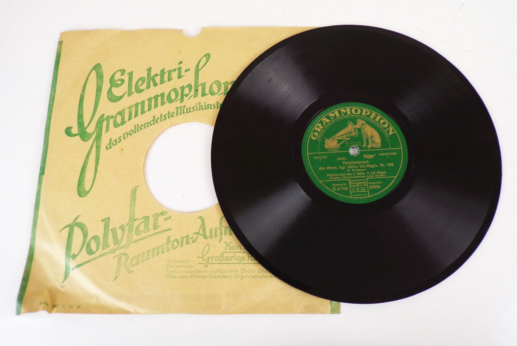 Alte Schellackplatte Parademarsch kgl sächsisches IR Nr 102 