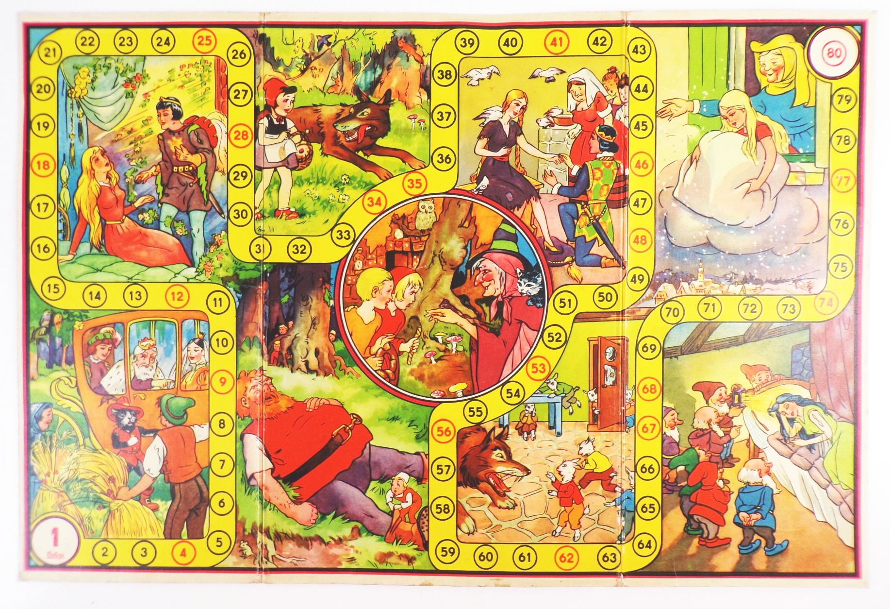 Cabezi Würfelspiel Die Reise durchs Märchenland um 1950 Spielplan Cabezi Würfelspiel Die Reise durchs Märchenland um 1950 Spielplan