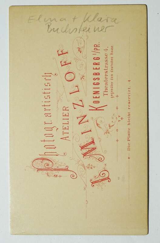 CdV Foto zwei Damen Schwestern Buchsteiner um 1890 Minzloff Königsberg Ostpreussen