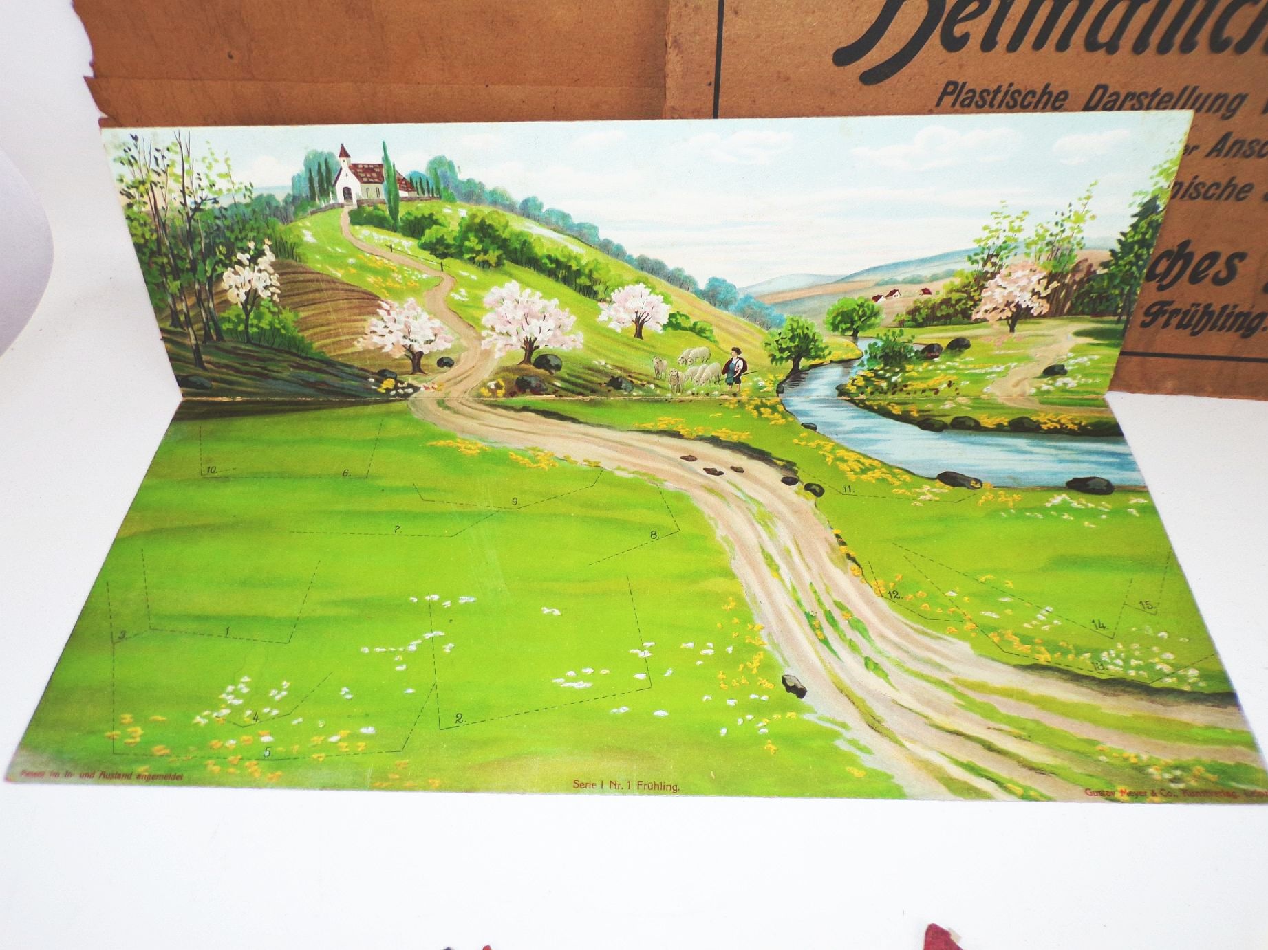 Diorama Frühling Heimatliche Baukunst Gustav Meyer Leipzig 1910 er Lehrmittel 