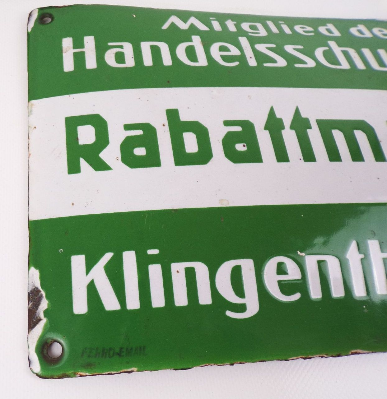 Emailschild Klingenthal und Umgebung Rabattmarken Handelsschutz 1930 er Emailschild Klingenthal und Umgebung Rabattmarken Handelsschutz 1930 er