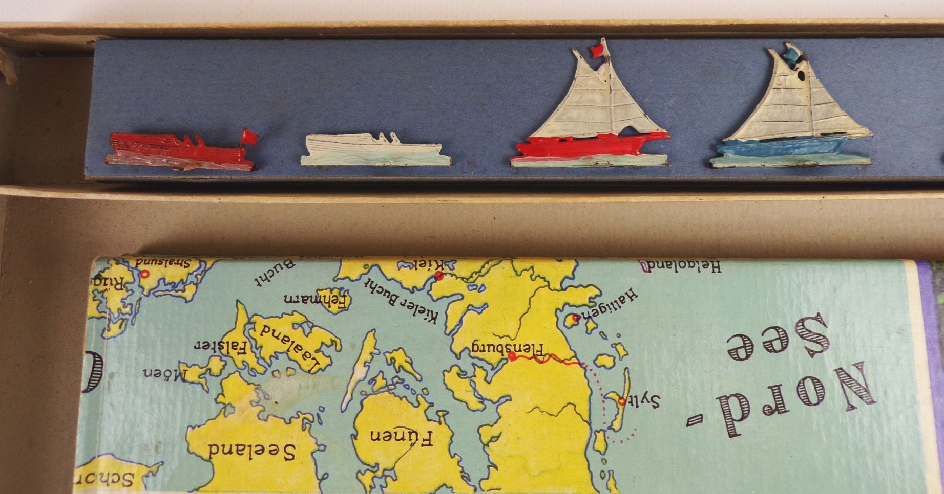 Spear Brettspiel Deutschlands Häfen und Küsten Ein Reisespiel um 1930 Zinnfiguren