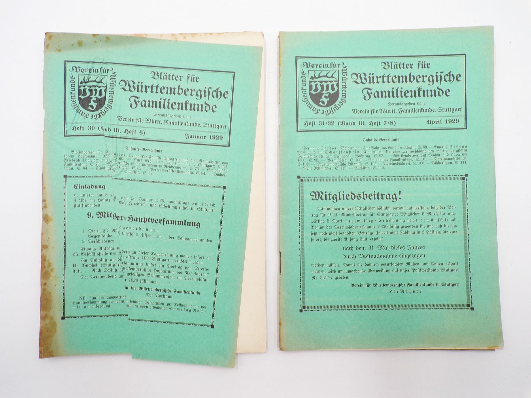 Blätter für Württembergische Familienkunde 1930 