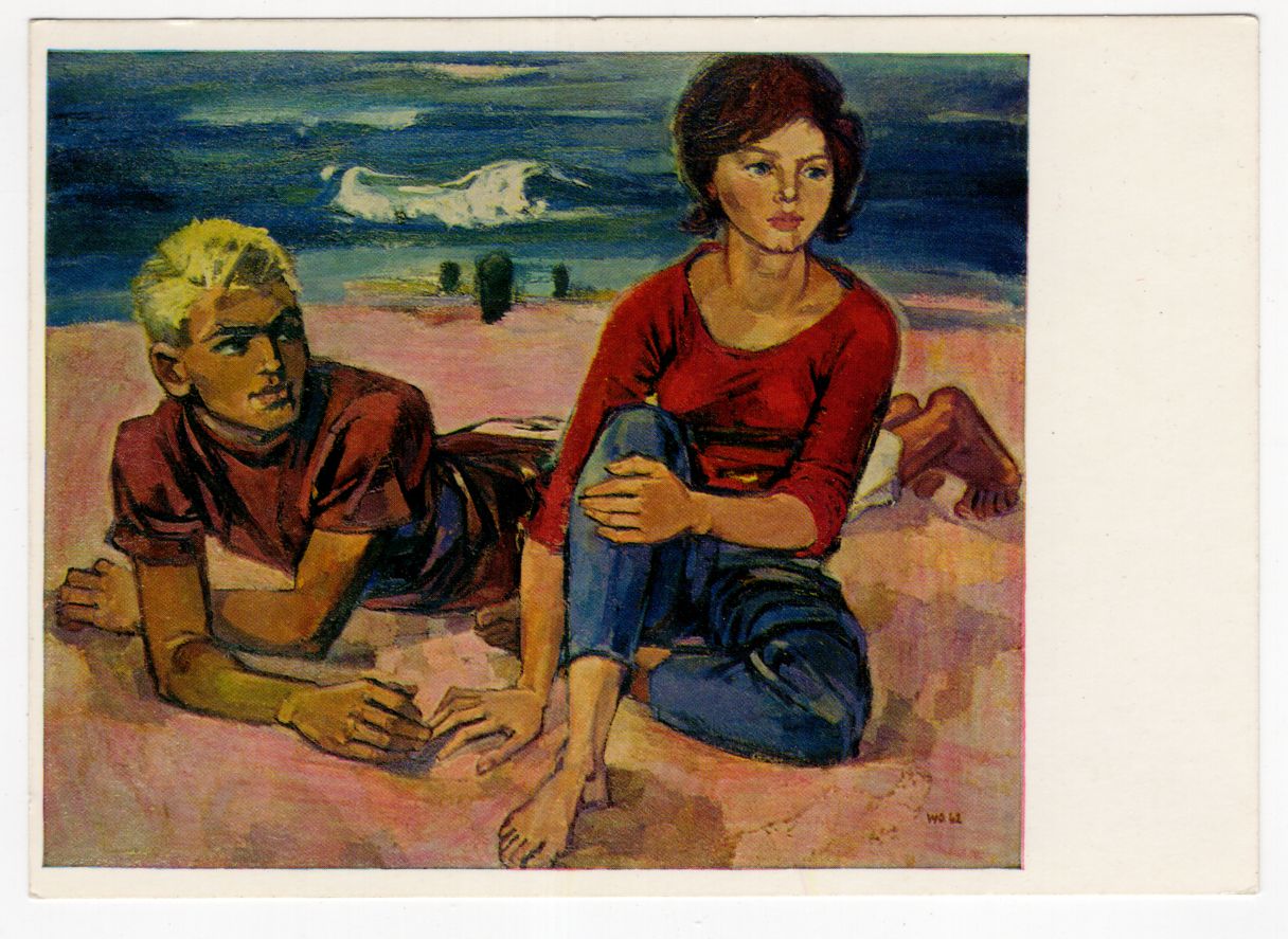 Ak Walter Womacka Am Strand 1972 Postkarte Künstlerkarte