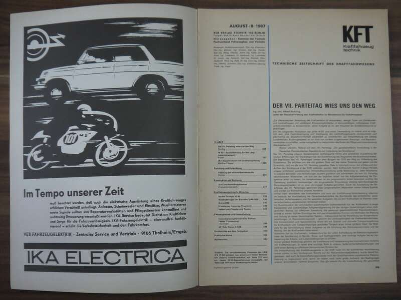 DDR Heft KFT August 1967 Trabant Instnadsetzungshinweise Fahrbericht Tatran S 125