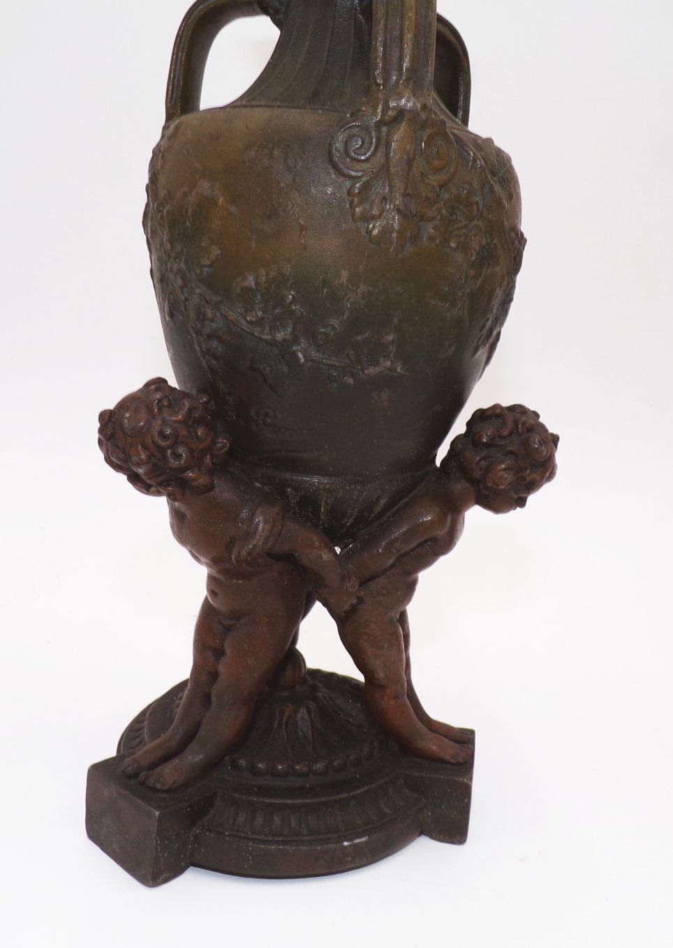 Alte Bronze Amphoren 2 Stück Eugene Provost signiert Putto Engel