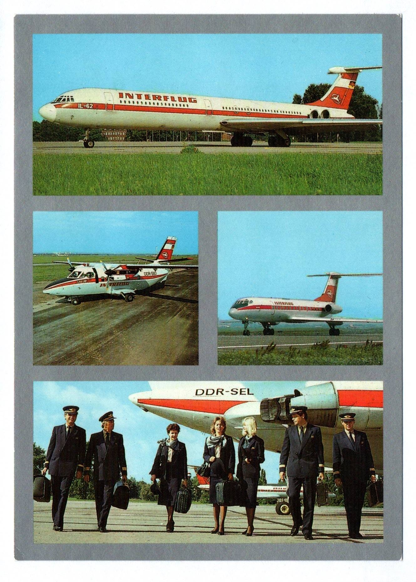 Ak Interflug DDR-SEL Piloten Flugbegleiterinnen Flugzeug IL-62 Ak Interflug DDR-SEL Piloten Flugbegleiterinnen Flugzeug IL-62