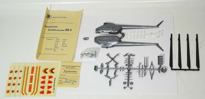 Hubschrauber Modellbaukasten MI 4 VEB Zschopau 1965 DDR komplett