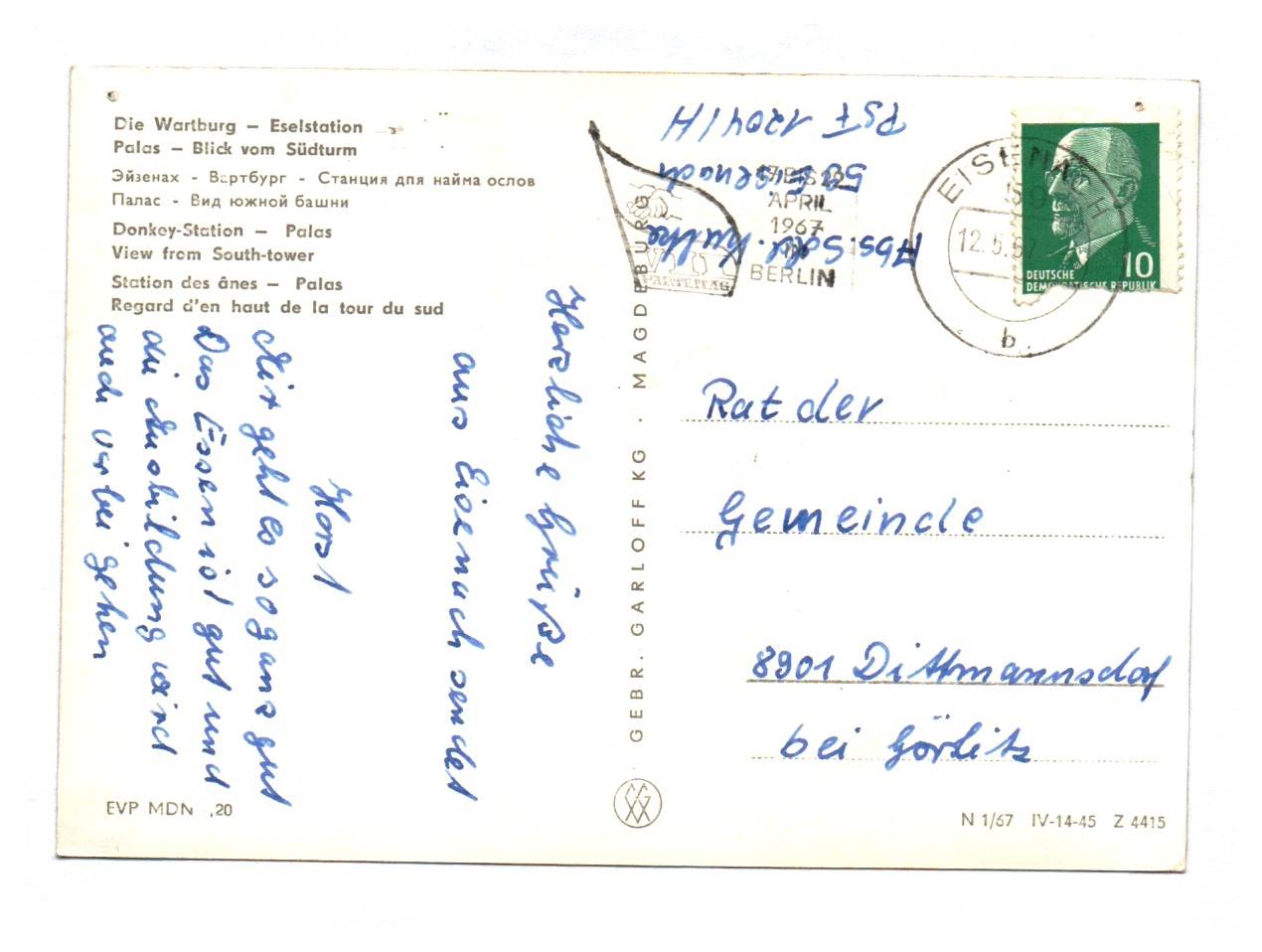 Ak Eisenach Die Wartburg Eselstation Palas Blick vom Südturm DDR 1957 Ak Eisenach Die Wartburg Eselstation Palas Blick vom Südturm DDR 1957