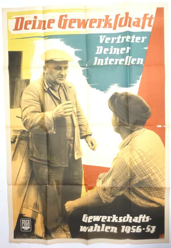 DDR Plakat Gewerkschaft Wahlen 1956 1957 Vintage 