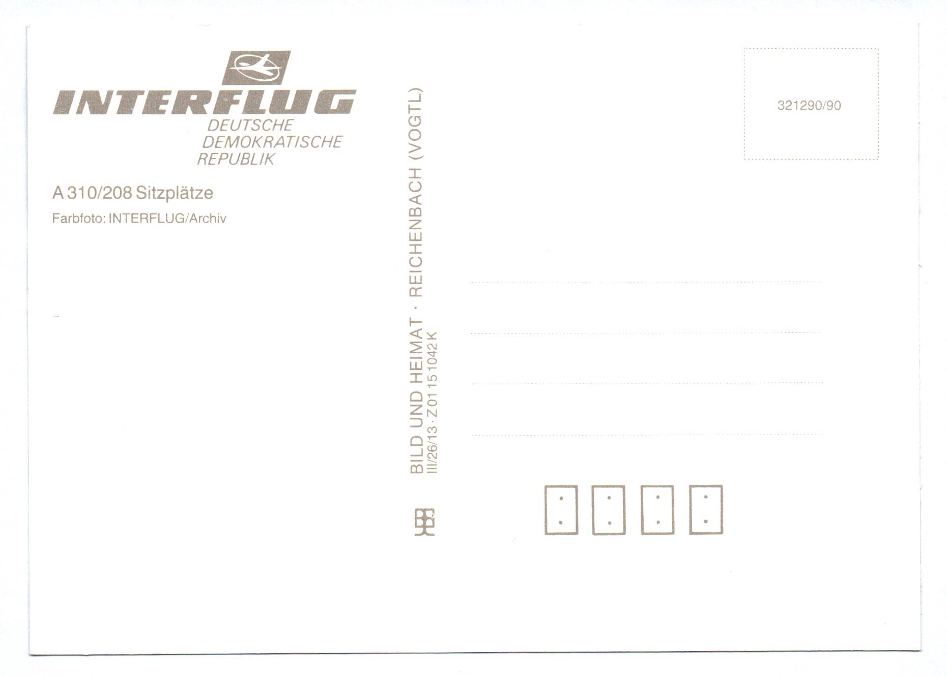 Ak Flugzeug A310 208 Sitzplätze Interflug DDR