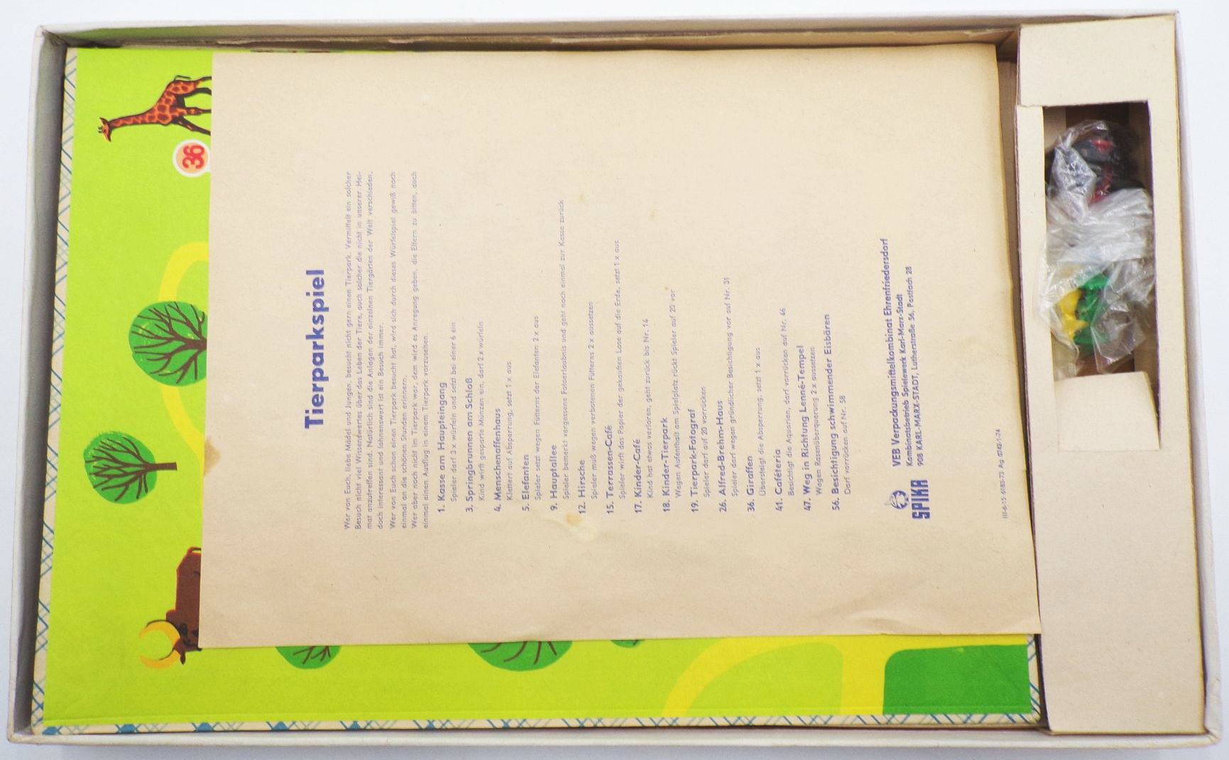 Spika Brettspiel Tierparkspiel 1973 DDR