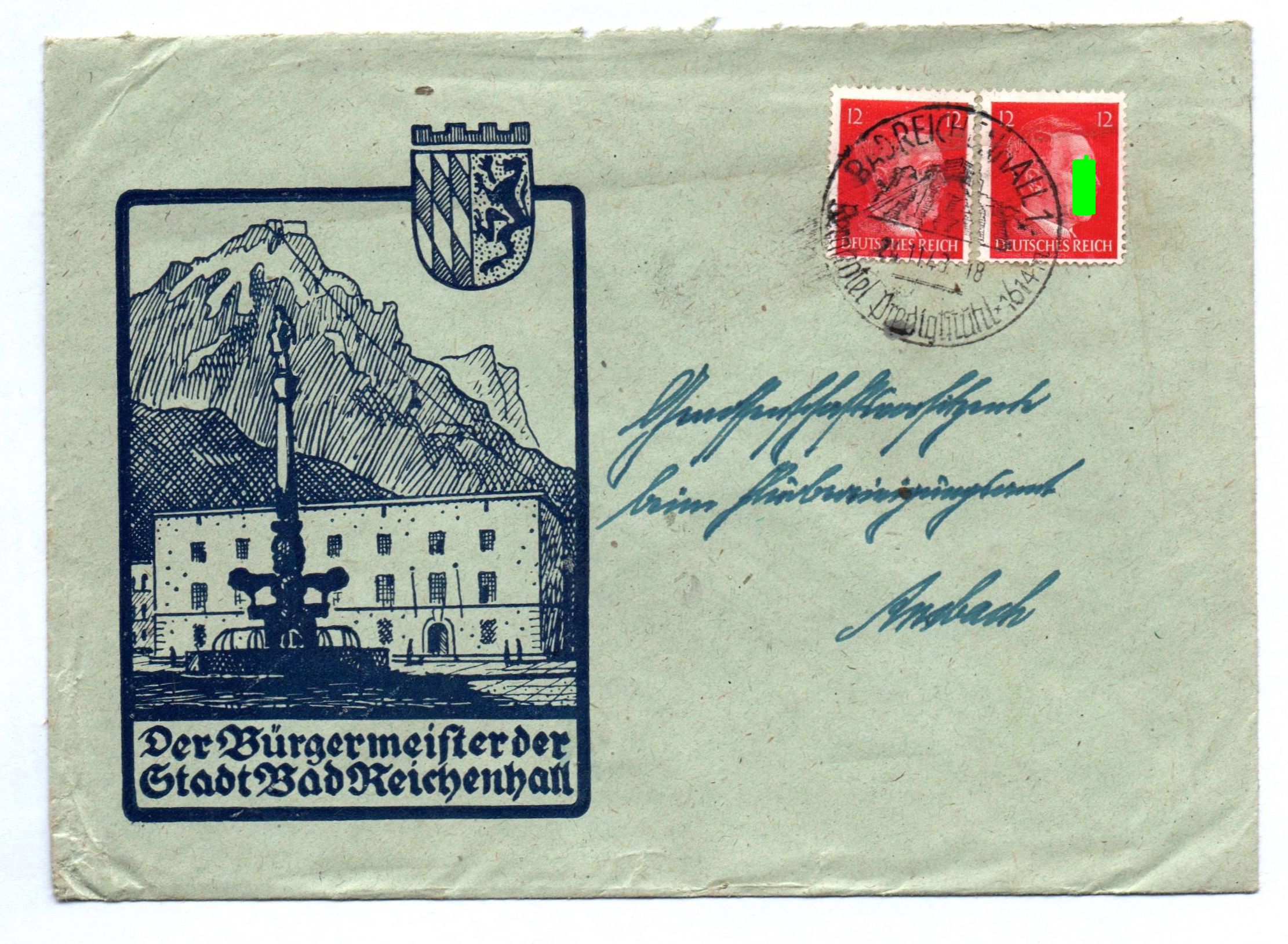 Brief Bürgermeister der Stadt Bad Reichenhall 1943 