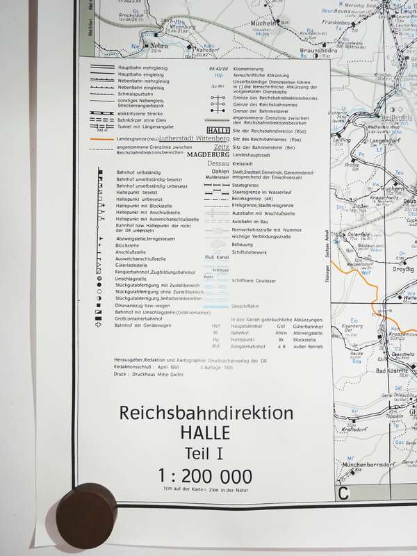Vintage Karte Reichsbahndirektion Halle Saale I 1991 Eisenbahn 