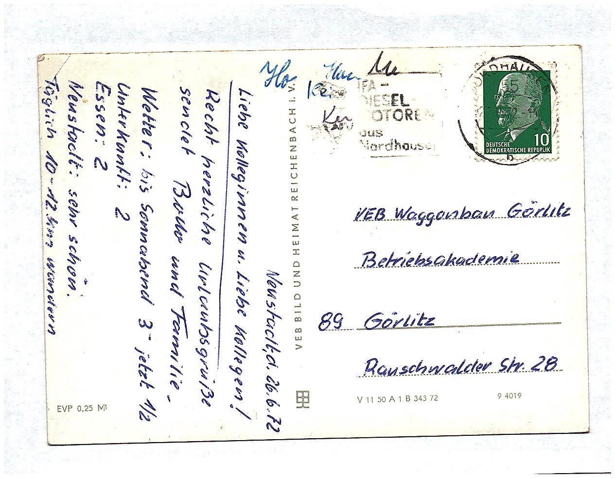 Ak Luftkurort Neustadt Harz DDR 1972 Ak Luftkurort Neustadt Harz DDR 1972