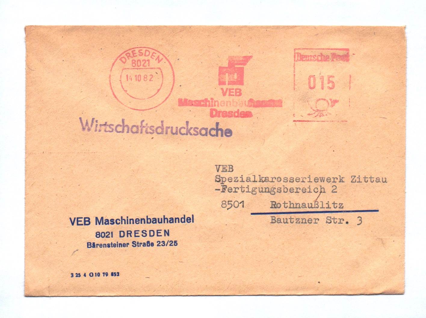 Wirtschaftsdrucksache 1982 DDR VEB Maschinenbauhandel Dresden 16273