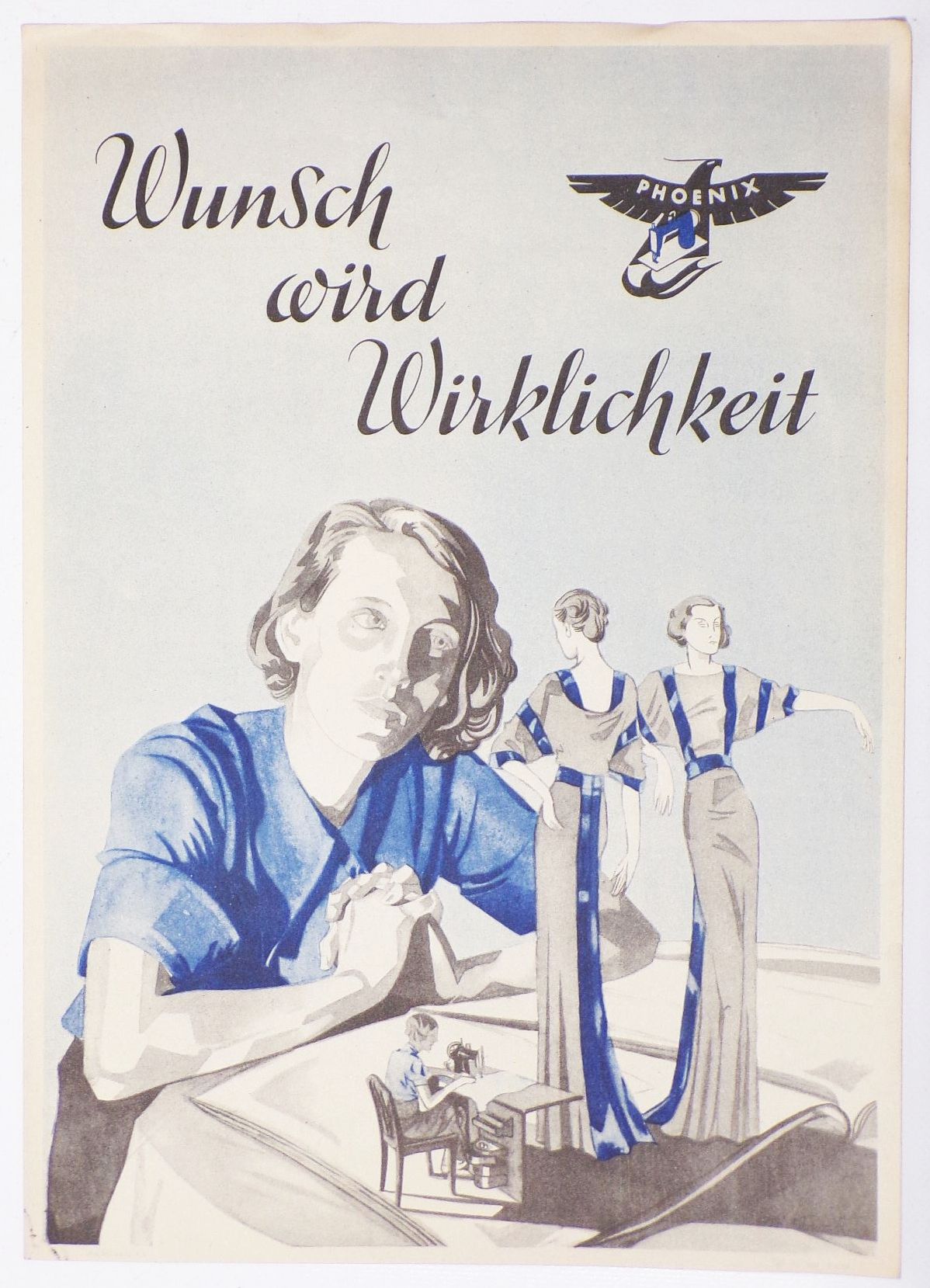 Phoenix Nähmaschine Werbeblatt Reklame Blatt Baer Rempel Bielefeld 1936