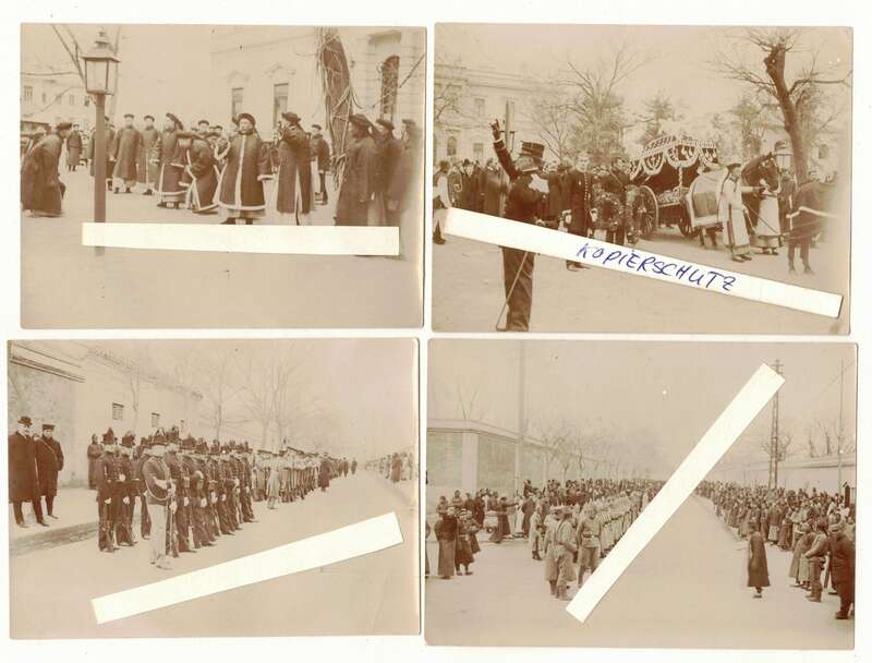 4 Foto Mandarinen Beamte beim Begräbnis russischer Gesandten Peking 1908 China
