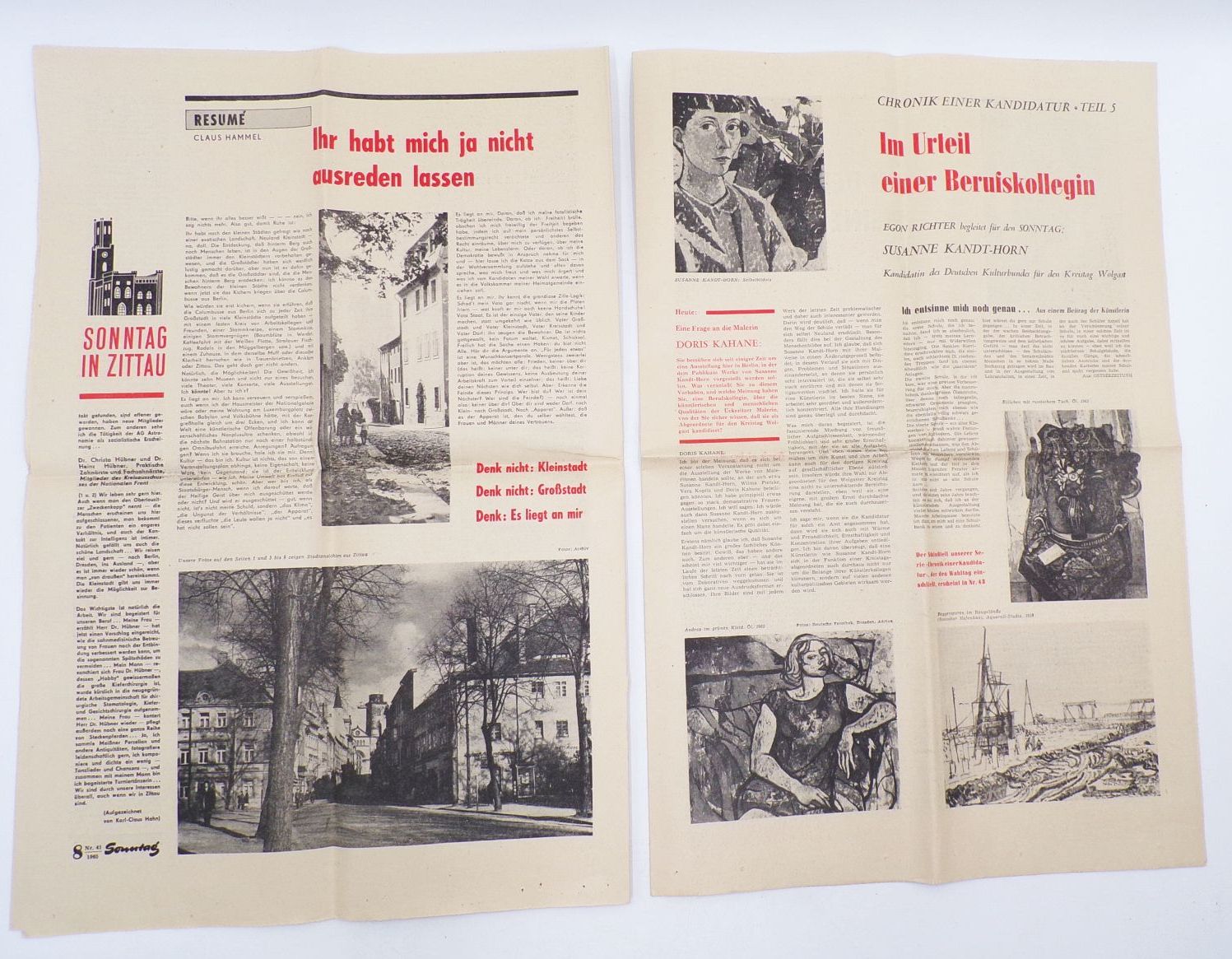 Zeitung Sonntag in Zittau 1965 Zeitgenosse Kleinstadt