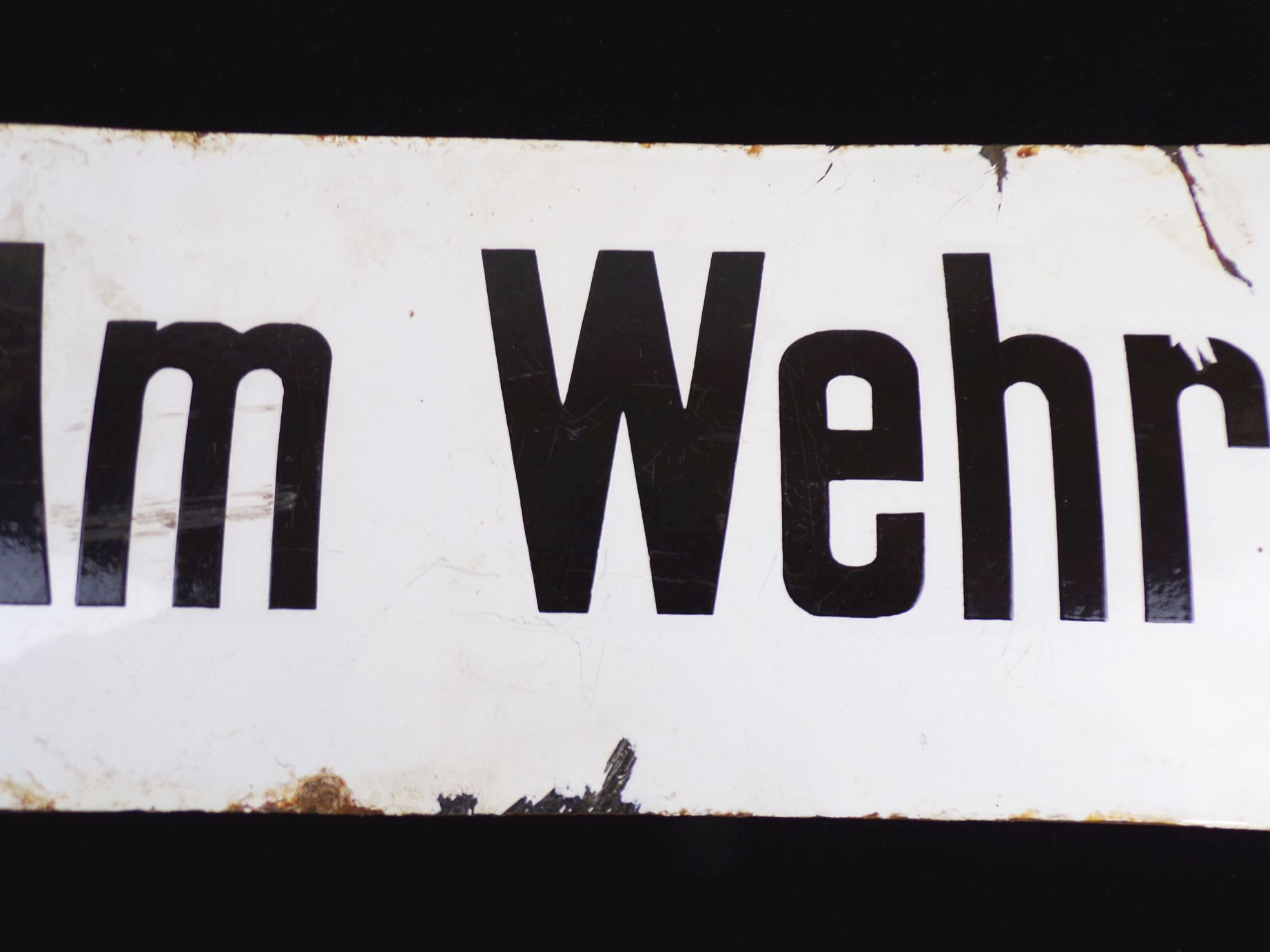 Altes Emailschild Am Wehr Straßenschild 