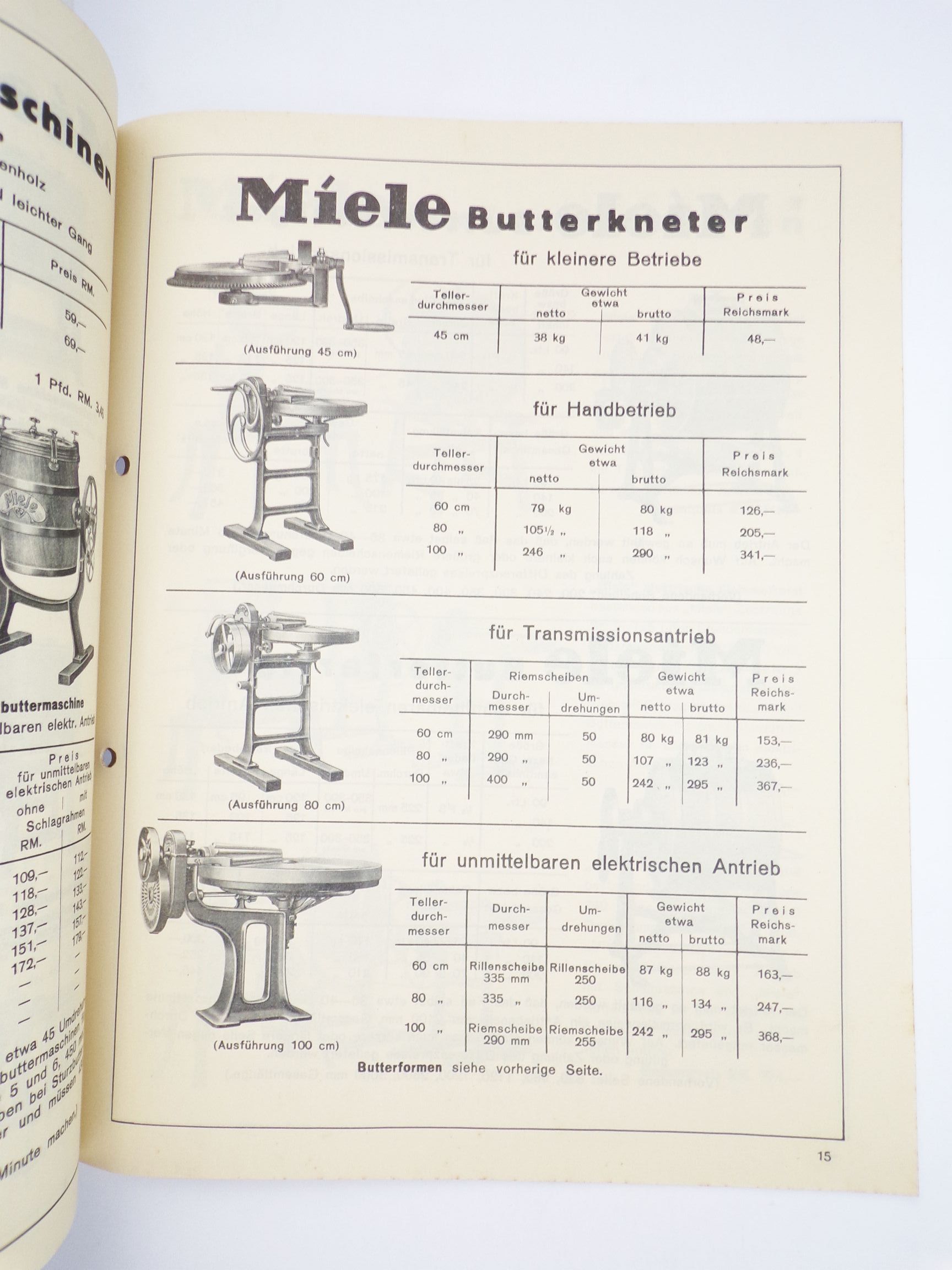 Miele Werbe Druck Zentrifuge Milch Landwirtschaft Prospekt 1935