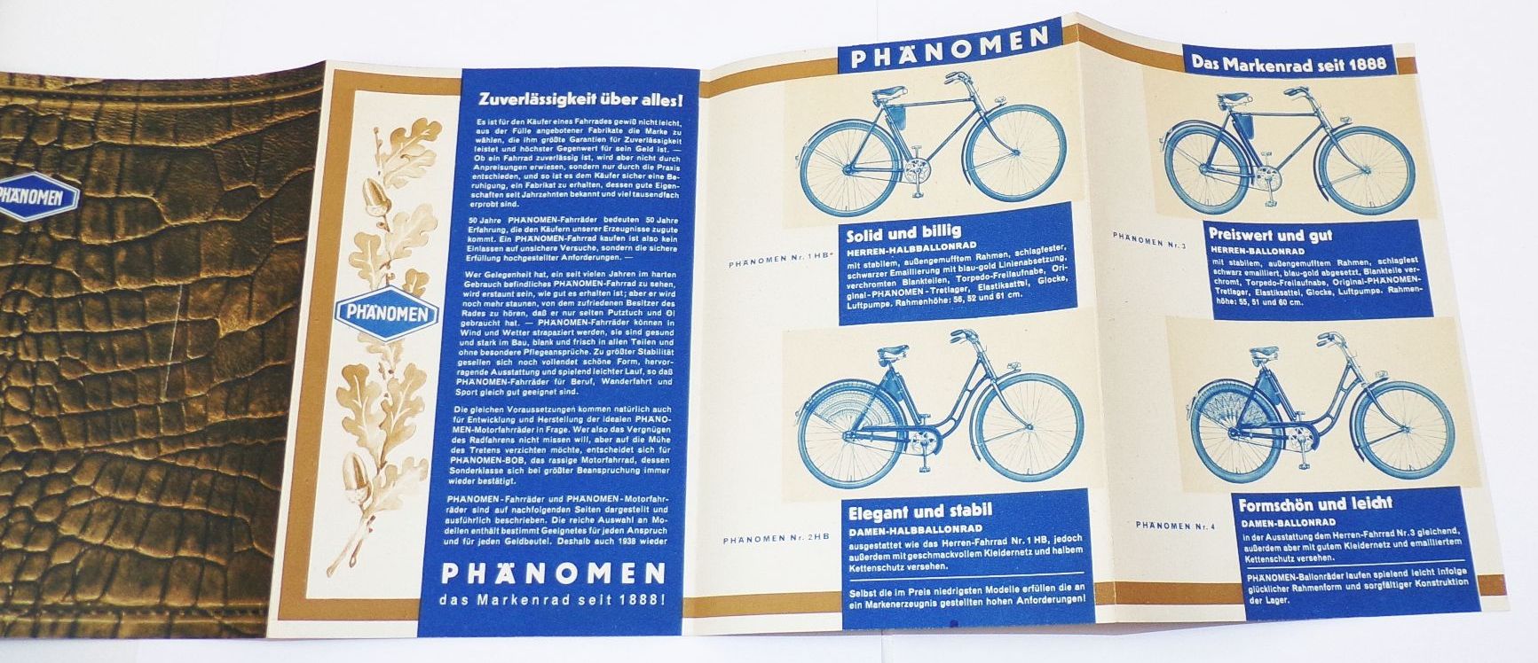 Phänomen Fahrrad Prospekt 1938 Bob Motorrad Oldtimer