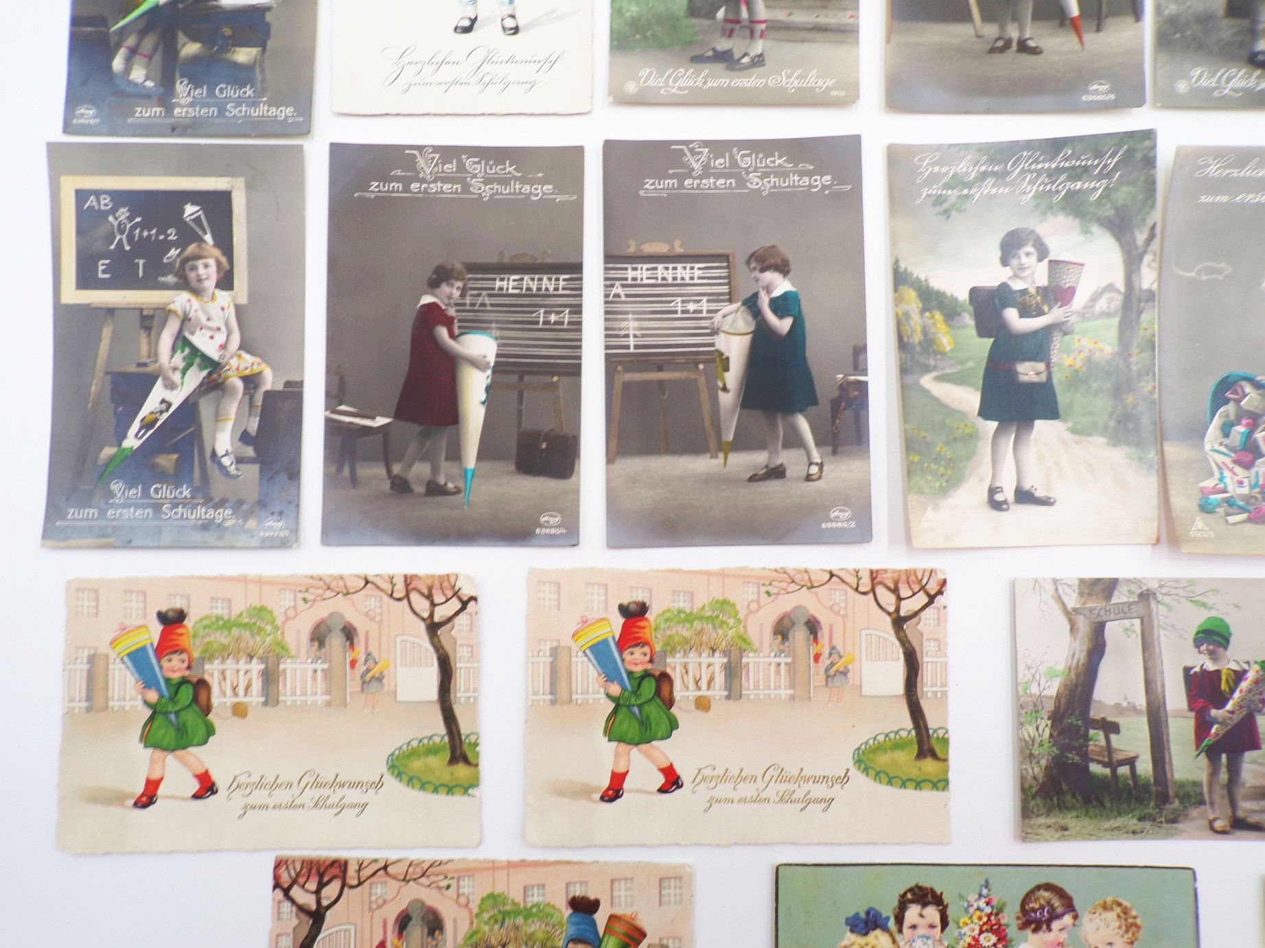 Konvolut Glückwunschkarten meist Schulanfang Ansichtskarten Kitsch