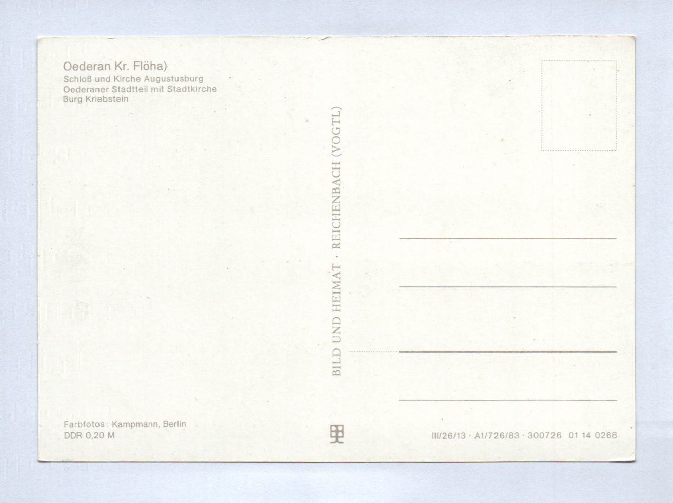 Ak Klein Erzgebirge Oederan Kreis Flöha Sachsen 1983 Ak Klein Erzgebirge Oederan Kreis Flöha Sachsen 1983