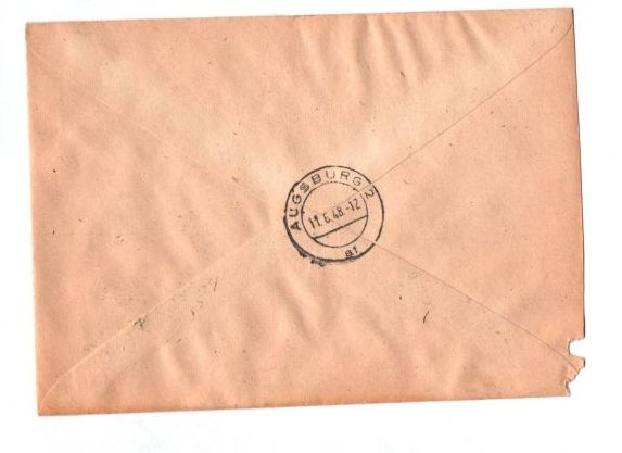 R Brief München 2 nach Augusburg Durch Eilboten Mischfrankatur 1948