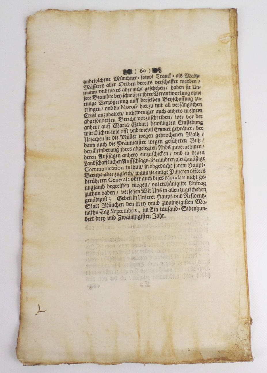 Dekret Bier Brauerei 1723 blauer Kurfürst von Bayern Maximilian Emanuel 