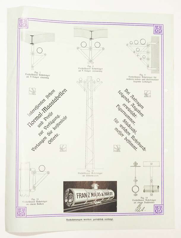 Franz Maas u Hardt Lüttringhausen Rohrträger Reklame Blatt um 1910